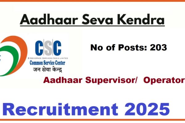 Aadhaar Seva Center Jobs 2025 – Apply Online for 203 Supervisor and Operator Vacancies