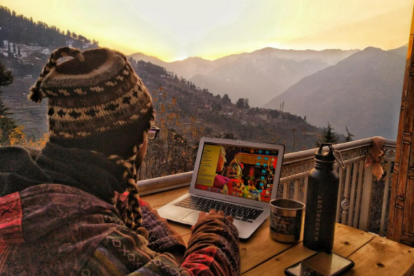 work from hills Uttarakhand with a scenic view