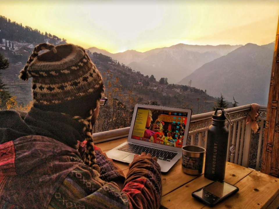 work from hills Uttarakhand with a scenic view